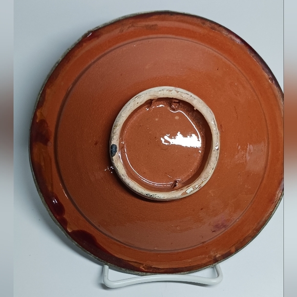 Moroccan Style Pottery Dish  Plate Inlaid with metal - Decorative Ceramic Plate - Picture 5 of 8